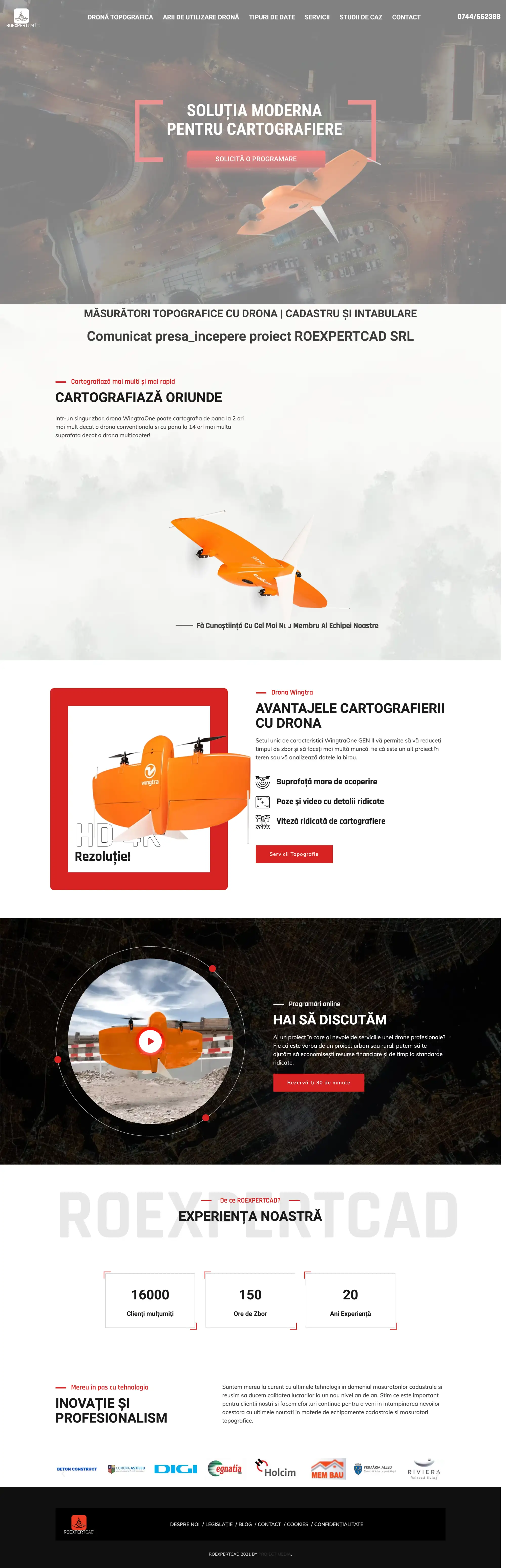 RoExpert Cad website homepage, scrolled from top to bottom