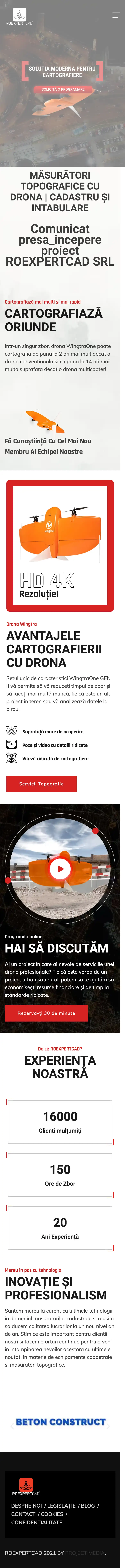 RoExpert Cad website homepage, scrolled from top to bottom